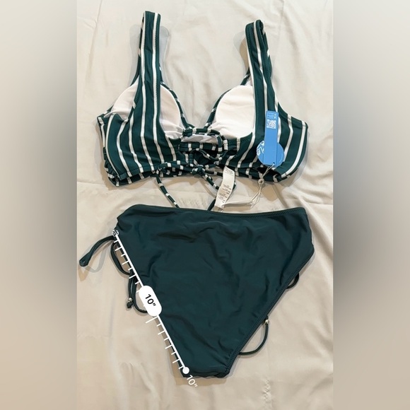 Cupshe Green and White Striped Bikini - Picture 8 of 11